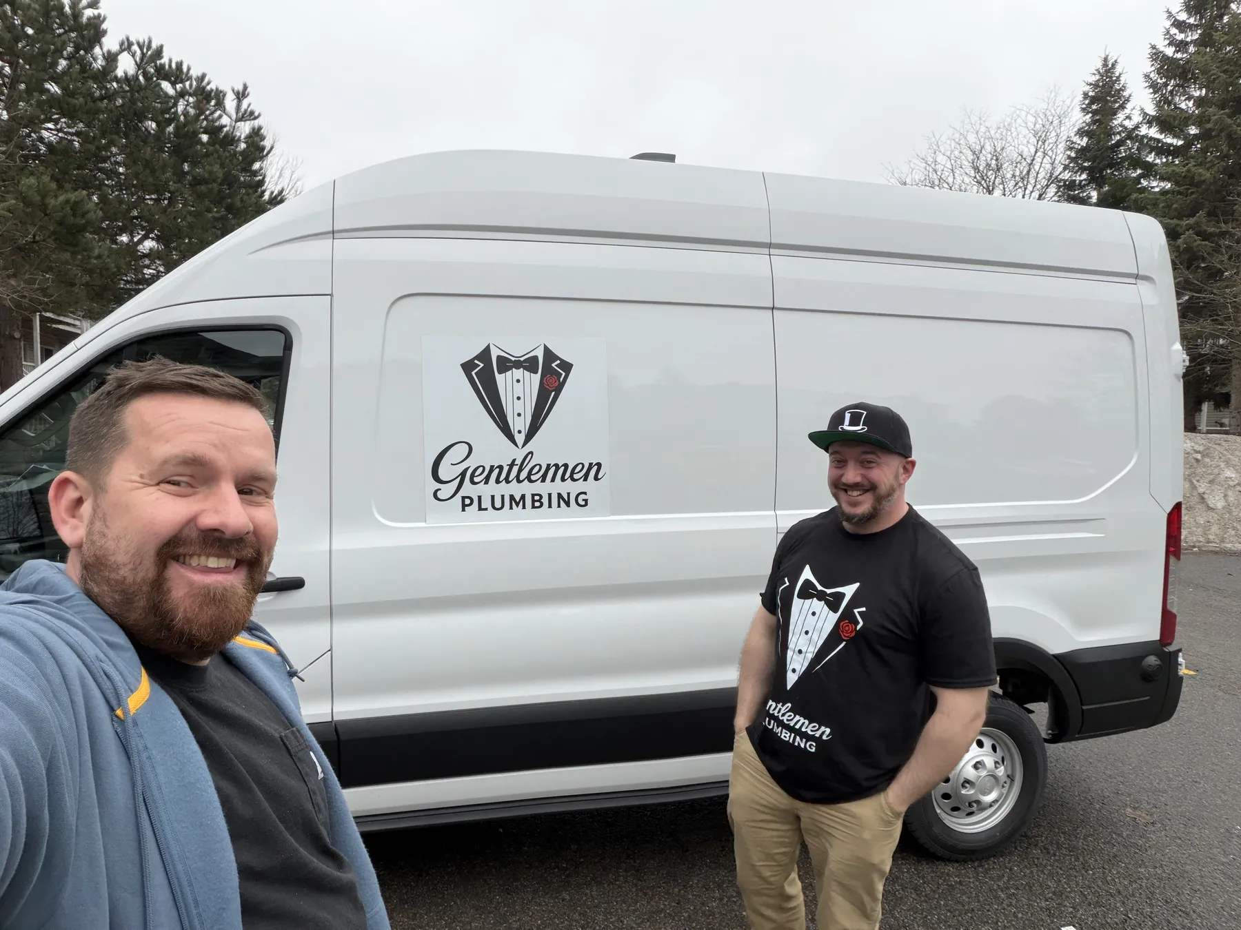 Gentlemen Plumbing Founders With Branded Service Van