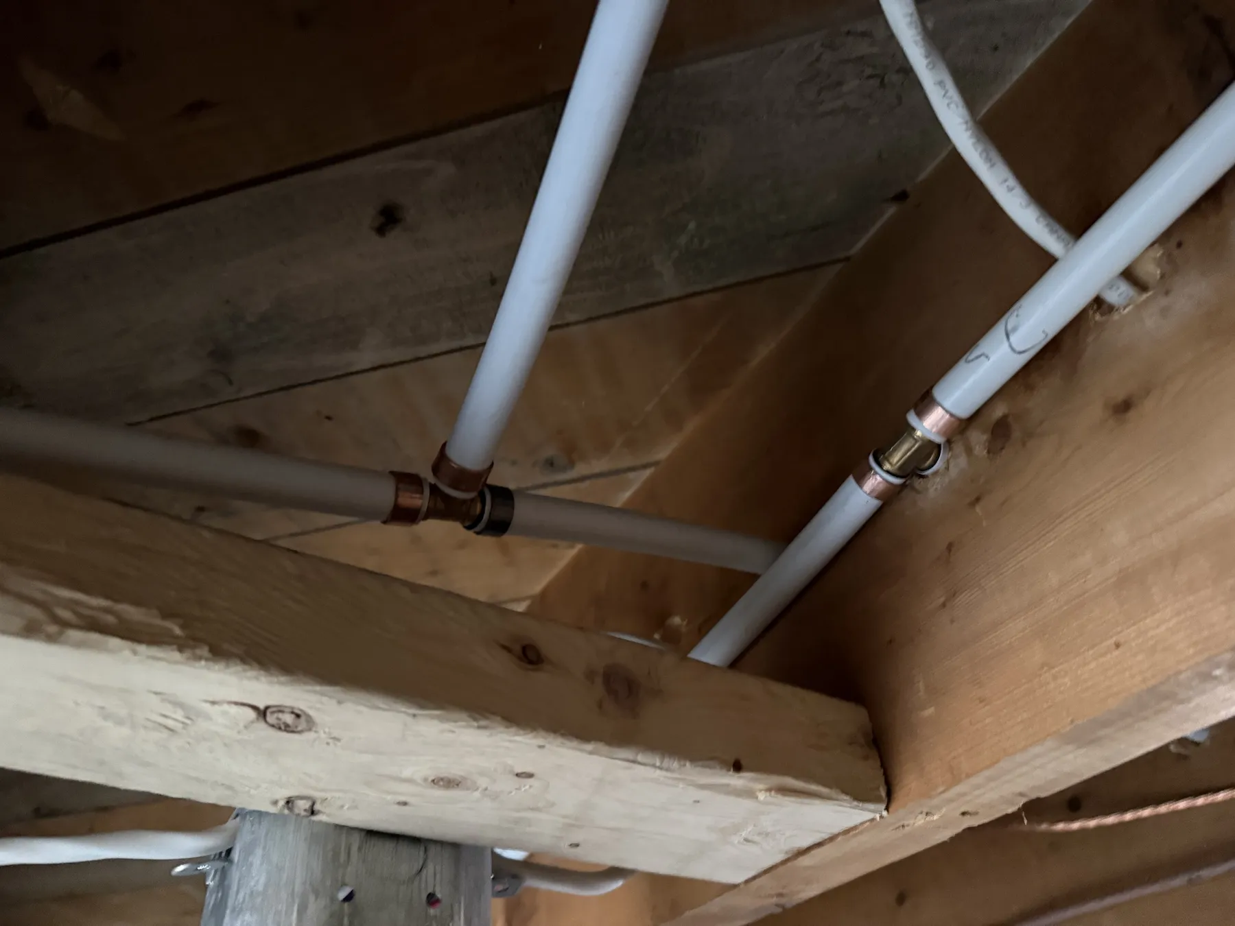 PEX waterline replacement and tee connection in an Ottawa renovation.