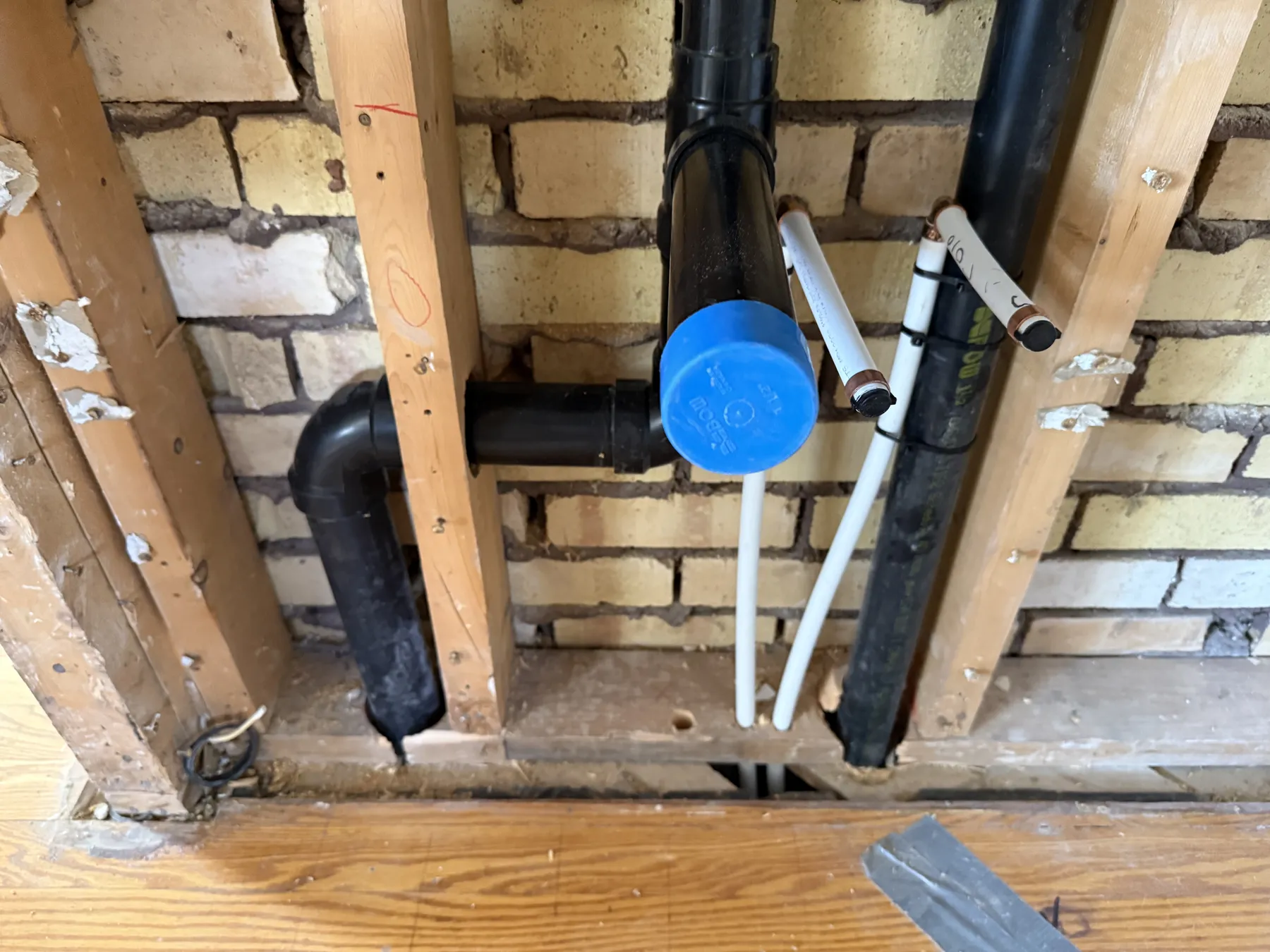 Copper and PEX waterlines in an Ottawa utility area